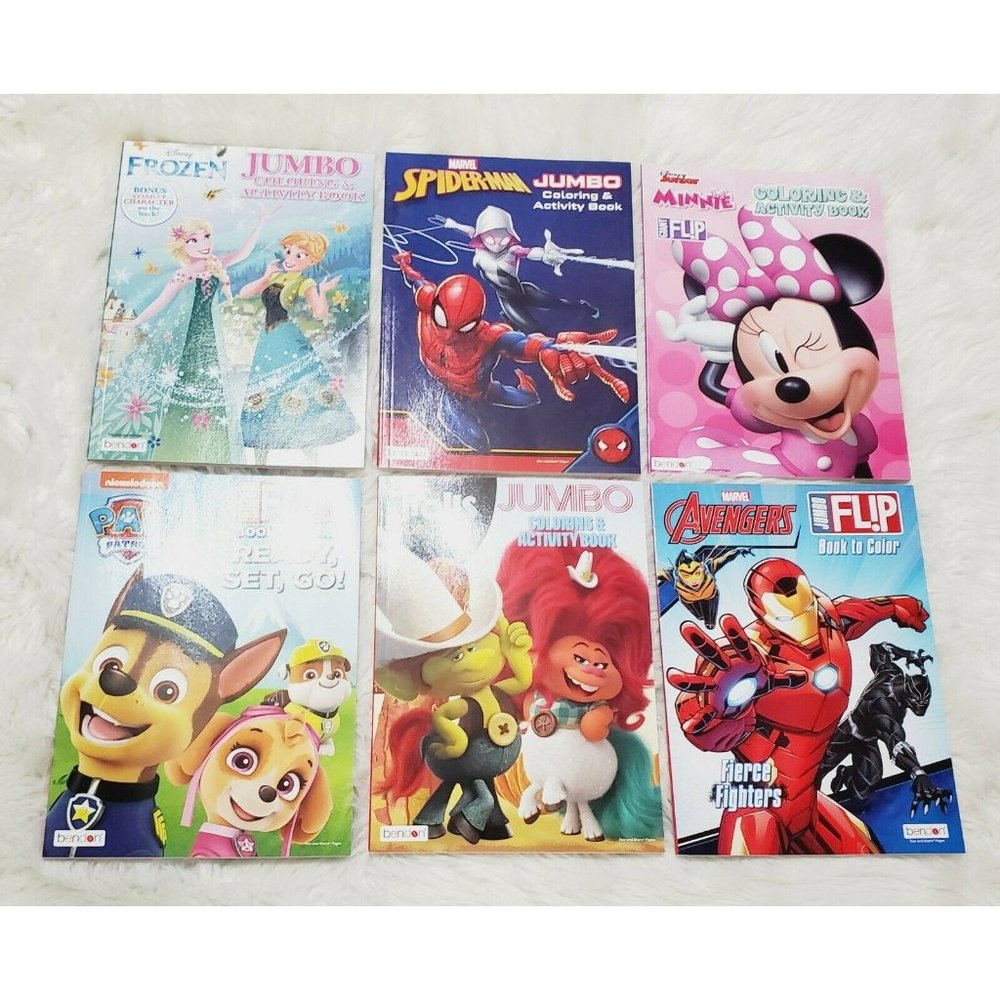 20 Coloring Activity Books Spider-Man Avengers Trolls Frozen Paw Patrol Minnie